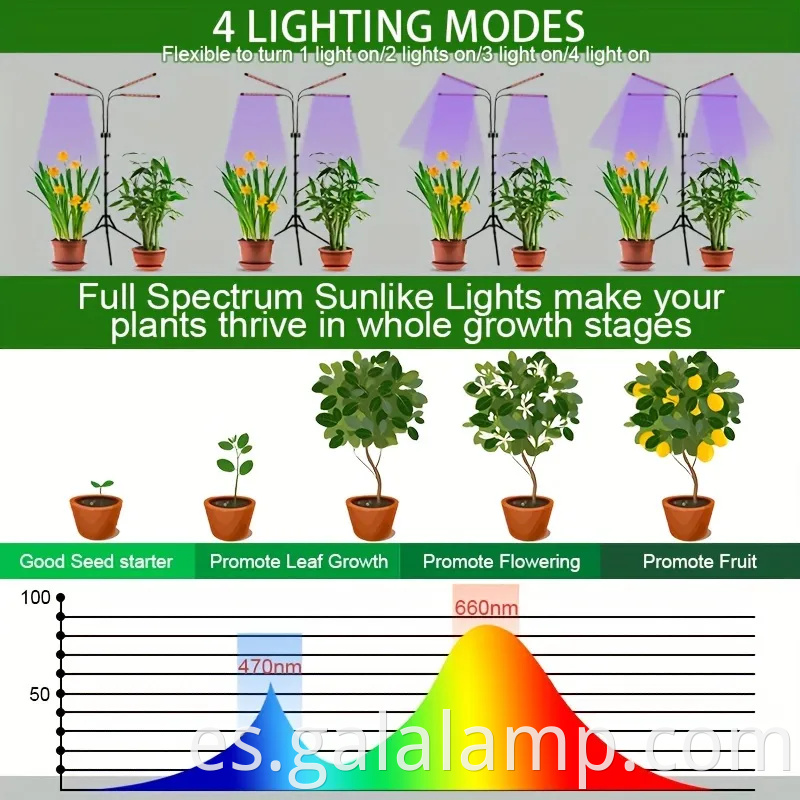 Luz de crecimiento de la planta de espectro completo de pie plegable con temporizador
